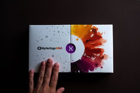 Chekhov, Russia - July 19, 2019: MyHeritage DNA DNA test for self use from American MyHeritage...