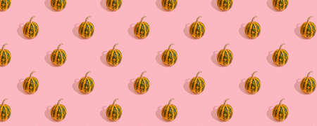 Yellow pumpkin with green stripes.の写真素材