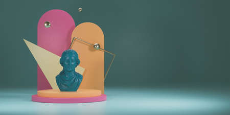 3d rendering composition with podiumの写真素材