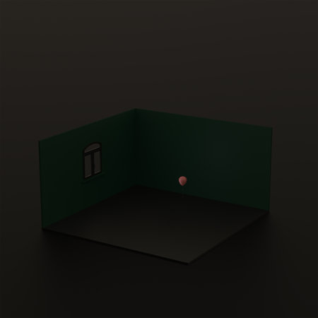 3d rendering composition with house and balloon.の写真素材