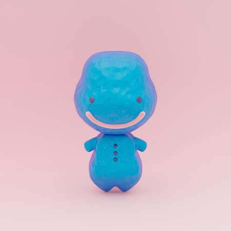 Cartoon toddler in blue bodysuitの写真素材