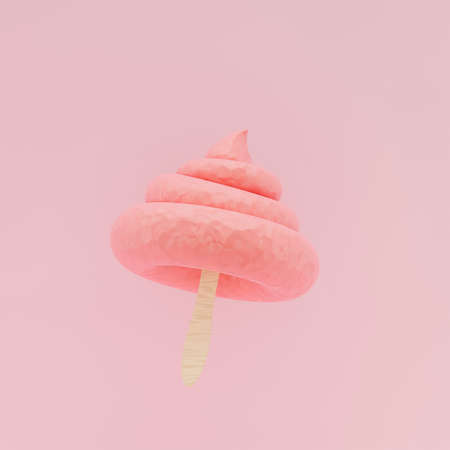 3D illustration, 3D rendering. Pink poop of fairy or unicorn