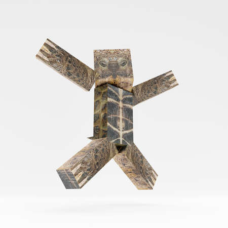 3D illustration, 3D rendering. Cartoon character made up of cubes.の写真素材