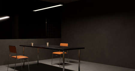 3d render, 3d illustration. Empty interview room or office with waiting chairs.の写真素材