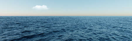 3d render, 3d illustration. Beautiful blue sea with waves.の写真素材