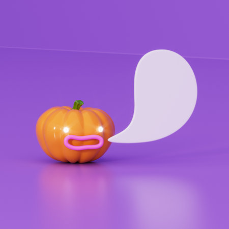 Pumpkin on lilac background. 3d illustration, 3d render.の写真素材