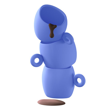 Blue ceramic mugs on a pink background. 3d render, 3d illustration.の写真素材