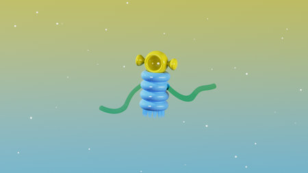 Cartoon futuristic ufo. 3d render, 3d illustration.の写真素材