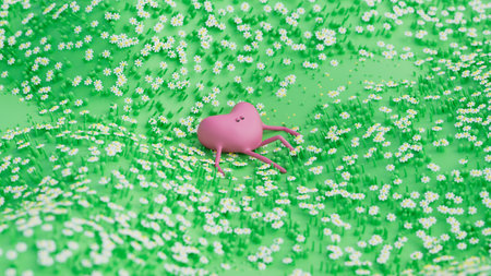 Cartoon heart attack disease. Valentines Day. 3d render, 3d illustration.の写真素材