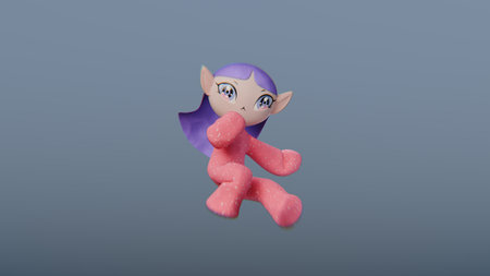 Cute little anime chibi girl in a flying pose. 3d render, 3d illustration.の写真素材