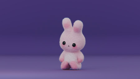 Cute little chibi bunny. 3d render, 3d illustration.の写真素材