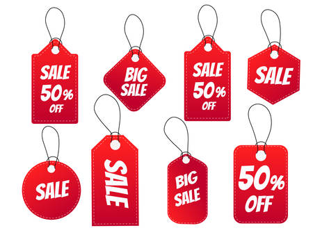 Set of sale tags. Special offer, limited edition, best choice. Shopping tags line iconsのイラスト素材