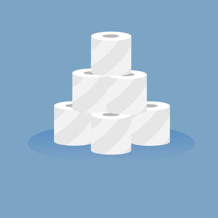 Rolls of toilet paper on a blue background. Stop panic.Vector illustration.のイラスト素材