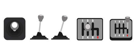 Mechanic car gearbox in outline style isolated on white background. Symbol of manual. Vector.のイラスト素材