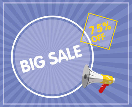 Advertising, super sale seventy-five percent. Loudspeaker, megaphone.のイラスト素材