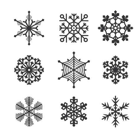 Cute snowflakes collection isolated on white background. Snowflakes collection for design Christmas and New Year banner and cards.のイラスト素材