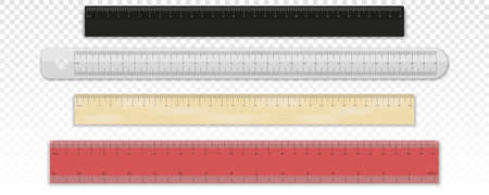 Rulers Inch and metric rulers. Measuring tool. Centimeters and inches measuring scale. Inch and metric rulers. Centimeters and inches measuring scale cm metrics indicator.のイラスト素材