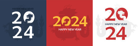 Happy new year 2024 design with colorful thin numerals. Poster template and social media post...