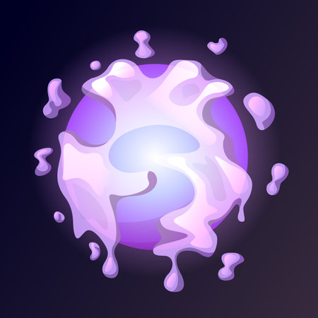 Magical game orb with glowing neon effect. Magic crystal ball, energy spheres with light effect.のイラスト素材