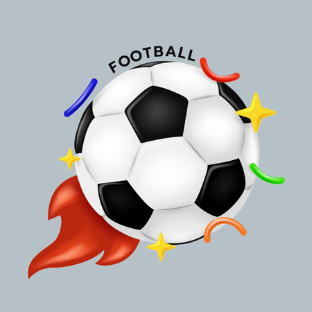 Soccer ball realistic 3d design style. Mockup of sports elements isolated on white background. Sport layout design. Vector illustration EPS10のイラスト素材