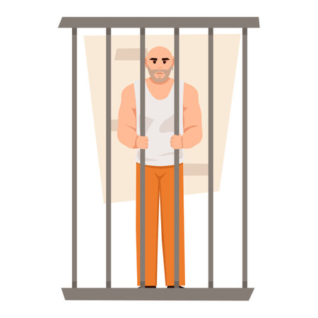 Prisoner in orange uniform. Colorful male prisoner. Arrested men. Vector flat illustration EPS10のイラスト素材