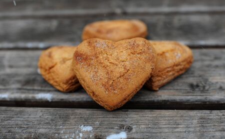 Homemade cookies with cinnamon  over wooden backgroundの写真素材