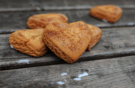 Homemade cookies with cinnamon  over wooden backgroundの写真素材