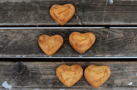 Homemade cookies with cinnamon  over wooden backgroundの写真素材