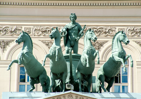 MOSCOW, RUSSIA - June, 17, 2017  Quadriga on the building of the State Academic Bolshoi Theater in Moscow.のeditorial素材