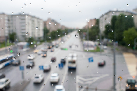Raindrops on the train windowの写真素材