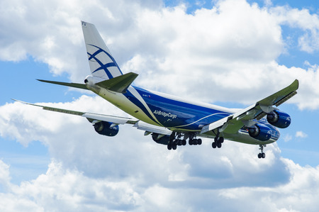 SHEREMETYEVO, MOSCOW REGION, RUSSIA - June 28, 2017: Boeing 747-8F of AirBridgeCargo Airlines makes...