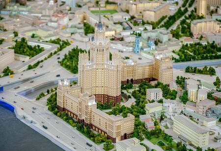 MOSCOW, RUSSIA - July, 06, 2017 The exposition building on Kotelnicheskaya embankment on the Architectural mock-up of Moscowのeditorial素材
