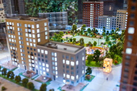 MOSCOW, RUSSIA - July, 06, 2017 Model of a multi-storey residential building