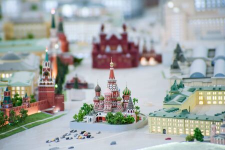MOSCOW, RUSSIA - July, 06, 2017 The Cathedral of St. Basil the Blessed and the Red Square on the...