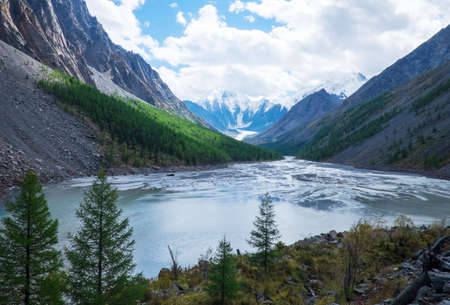 Mountain landscape. Lake Maash in the Republic of Altai.の写真素材