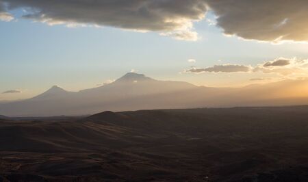 Symbol of Armenia - Mount Ararat at sunsetの写真素材