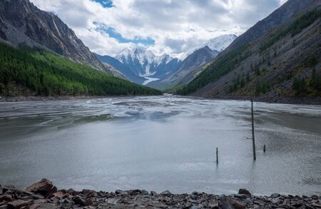 Mountain landscape. Lake Maash in the Republic of Altai.の写真素材