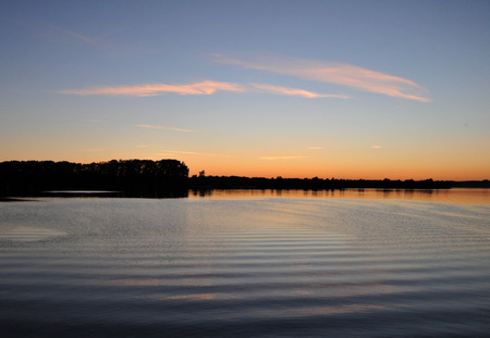 Sunset on the Volga River near the town of Uglich.の写真素材