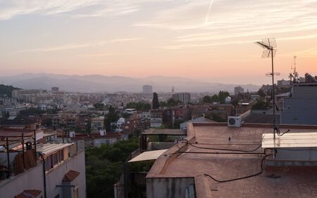 Residential quarter in the early morning in Barcelona.の写真素材