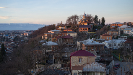 The residential quarters of Kutaisi at dawn.の写真素材