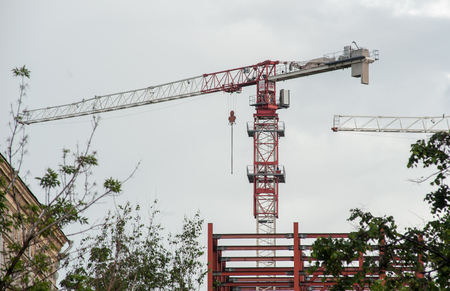 Construction of a multi-storey residential building in Moscowの写真素材