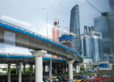 Raindrops on the train windowの写真素材