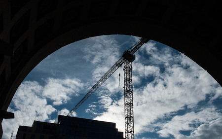 Construction of a multi-storey residential building in Moscowの写真素材