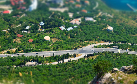 Road on the beach, shot from the top.のeditorial素材