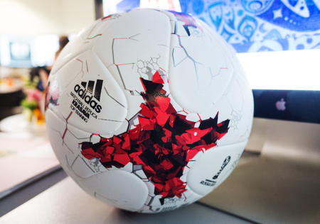 September 14, 2017. Moscow, Russia Official ball of the 2018 FIFA World Cup Adidas Krasavaのeditorial素材