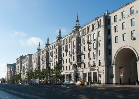 September 23, 2017, Moscow, Russia Tverskaya Street in Moscow in the early morningのeditorial素材