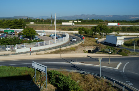Cars at the road junction in the south of France.の写真素材