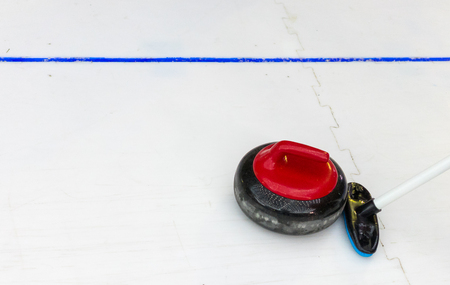 Red stone for game in Curling.の写真素材