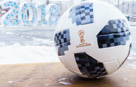 January 22, 2018. Moscow, Russia. The official ball of the FIFA World Cup 2018 Adidas Telstar 18 .のeditorial素材