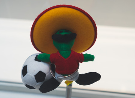 July 7, 2018, Moscow, Russia Official mascot FIFA World Cup 1986 in Mexico  a jalapeno pepper Pique.